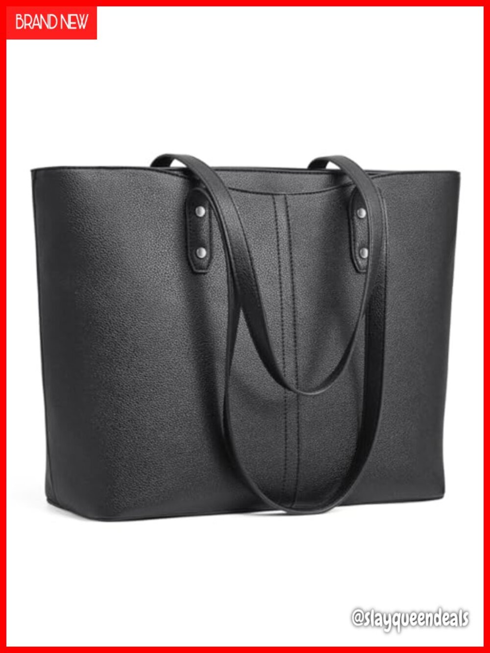 Large Faux Leather Tote Bag with 14" Laptop Sleeve Trolley Strap Commuter Work